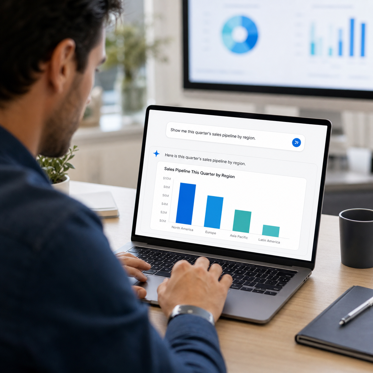 Business Analyst Analyzing Data with AI Chat Interface